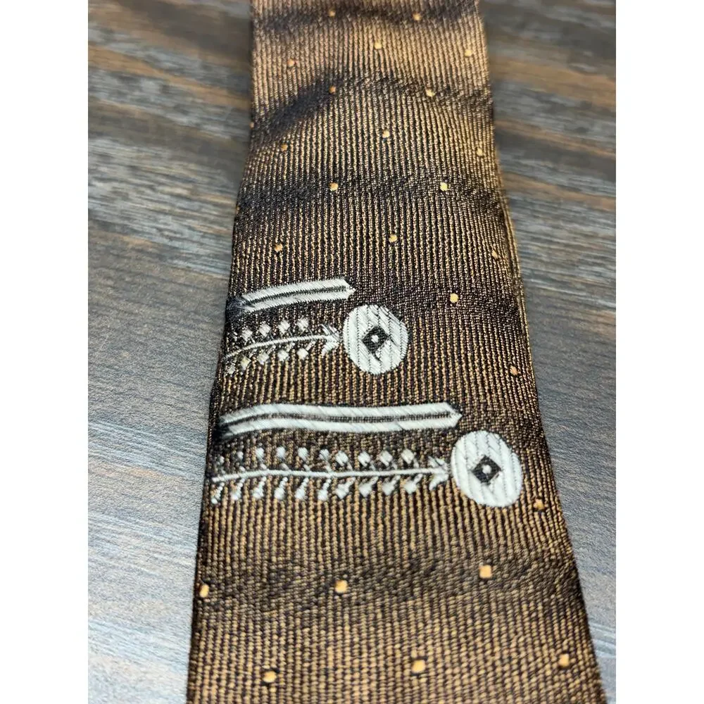 Vintage Brummel Neck Tie Brown Dotted Silk Textured 70s Classic Block & Kuhl Co